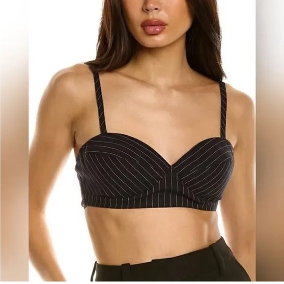 Favorite Daughter Other - NWT Favorite Daughter Ex Boyfriend Pinstripe Bra Top Black Smocked Crop Small